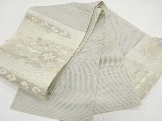  アンティーク　絽綴れ　花更紗模様織り出し袋帯（材料）